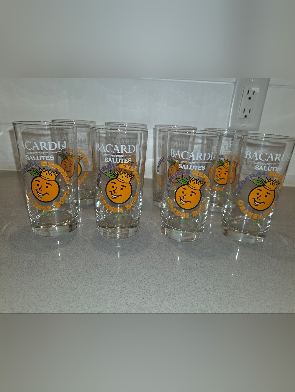 Bacardi Salutes Orange Blossom Pint Glasses - Set of 8 Fed Ex Orange Bow Glasses
